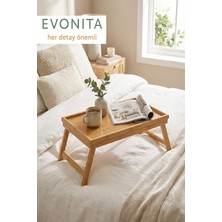 Evonita Bambu Katlanır Kahvaltı Masası Yatak Üstü Servis Tepsisi Laptop Çalışma Masası Organizer
