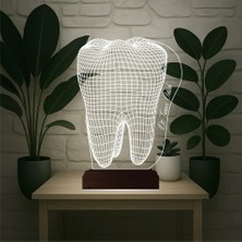 Luvivia Diş Hekimi Diş Doktoru Hediye Kişiye Özel 3D Lamba - Masa Gece Lambası
