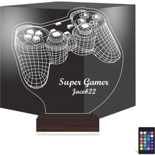 Luvivia Gamer Joystick Oyuncu Konsol Kişiye Özel 3D Lamba - Masa Gece Lambası