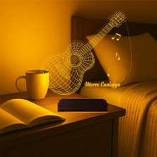Luvivia Gitar Gitarist Müzisyen Hediyesi Kişiye Özel 3D Lamba - Masa Gece Lambası