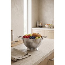 Kitchen Life Gastro Paslanmaz Çelik 25CM Kulplu Süzgeç Sebze Meyve Un Süzgeci