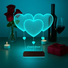 Luvivia Kalp Sevgiliye Hediye Kişiye Özel 3D Lamba - Masa Gece Lambası