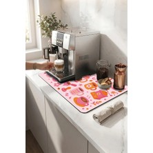 Valerine Life Kahve Espresso Makinesi Matı 35X45CM Çaycı Pad Su Geçirmez Pembe Mocha