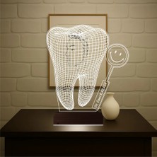 Luvivia Smile Diş Hekimi Diş Doktoru Hediye Kişiye Özel 3D Lamba - Masa Gece Lambası