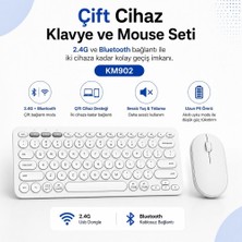 Schitec Çift Cihaz Bağlantı Özellikli Klavye ve Mouse Set 2.4g+Bt Beyaz KM902