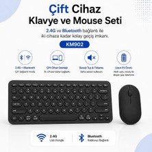 Schitec Çift Cihaz Bağlantı Özellikli Klavye ve Mouse Set 2.4g+Bt Siyah KM902
