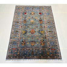 El Dokuma Afgan Halı Sultani Desenli Kök Boya 175 x 241 cm