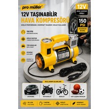 Pro Müller Alman Profesyonel 12V Araç Hava Kompresörü 150 Psı Taşınabilir Lastik Şişirme Pompası