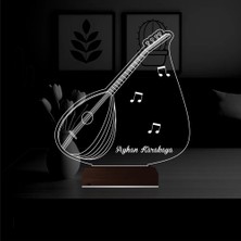 Luvivia Saz Bağlama Müzisyen Hediye Nota Kişiye Özel 3D Lamba - Masa Gece Lambası