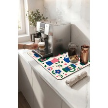Valerine Life Kahve Espresso Makinesi Matı 35X45CM Çaycı Pad Su Geçirmez Pop Café Botanik