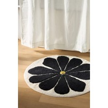 Anthropologie Mckenzie Parrott Floral Yuvarlak El Dokuması Pamuklu Banyo Paspası