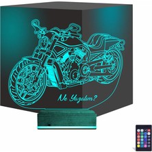 Luvivia Motosiklet Harley Motor Kişiye Özel 3D Lamba - Masa Gece Lambası
