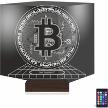 Luvivia Bitcoin Kripto Para Btc Kişiye Özel 3D Lamba - Masa Gece Lambası