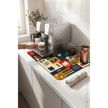 Valerine Life Kahve Espresso Makinesi Matı 35X45CM Çaycı Pad Su Geçirmez Geometrik Barista Blokları