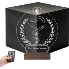 Luvivia Eczane Logolu Eczacı Hediye Kişiye Özel 3D Lamba - Masa Gece Lambası