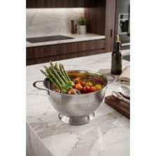 Kitchen Life Gastro Paslanmaz Çelik 30CM Kulplu Süzgeç Sebze Meyve Un Süzgeci