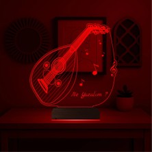 Luvivia Ud Udi Müzik Nota Kişiye Özel 3D Lamba - Masa Gece Lambası