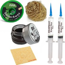 Smnr Havya  Ucu Temizleme Kremi,süngeri,teli,2uul 2,0mm Lehim Emme Teli Krem Flux Yüzey Lehim Temizleme SETI08