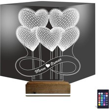 Luvivia Kalp Sevgiliye Hediye Kişiye Özel 3D Lamba - Masa Gece Lambası