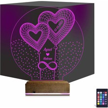 Luvivia Kalp Sevgiliye Hediye Kişiye Özel 3D Lamba - Masa Gece Lambası