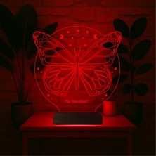 Luvivia Sevgiliye Hediye Kelebek Tasaırm Kişiye Özel 3D Lamba - Masa Gece Lambası