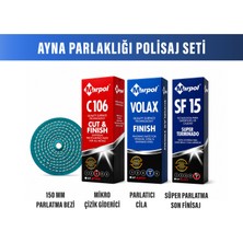 MARPOL Ayna Parlaklığı Polisaj Seti Parlatma Bezi 150mm+Pembe C106 Cila+Mavi Cila+SF15 Cila