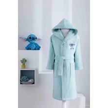 Özdilek Lisanslı Kapüşonlu Çocuk Bornozu 3/4 Yaş-Stitch P. Su Yeşili