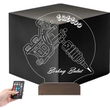 Luvivia Tattoo Tato Dövmeci Dövme Sanatçısı Hediye Kişiye Özel 3D Lamba - Masa Gece Lambası
