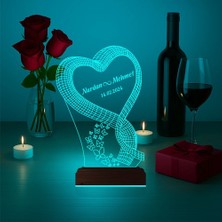 Luvivia Kalp Sevgiliye Hediye Kişiye Özel 3D Lamba - Masa Gece Lambası