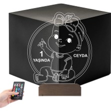 Luvivia Yeni Doğan Kız Bebek Hediye Kişiye Özel 3D Lamba - Masa Gece Lambası