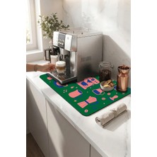 Valerine Life Kahve Espresso Makinesi Matı 35X45CM Çaycı Pad Su Geçirmez Zümrüt Pop Café
