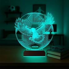 Luvivia Kartal Futbol Topu Taraftar Kara Kartal Kişiye Özel 3D Lamba - Masa Gece Lambası