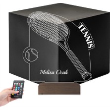 Luvivia Tenis Raketi Tenisçi Tasarım Kişiye Özel 3D Lamba - Masa Gece Lambası