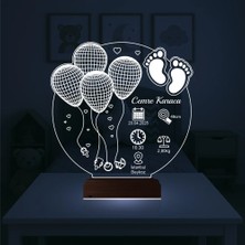 Luvivia Bebek Odası Hediye Balonlu Doğum Hediyesi Kişiye Özel 3D Lamba - Masa Gece Lambası