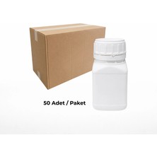 Labbakkal Numune Şişesi 250 ml 50 Adet - Kare Beyaz Kilitli Kapaklı Numune Kabı