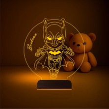 Luvivia Çocuk Odası Batman Çizgi Film Kişiye Özel 3D Lamba - Masa Gece Lambası