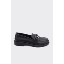 Derinet Hakiki Deri Metal Tokalı Kadın Loafer