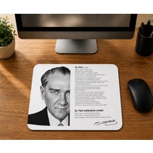 Mor Mürekkep Siyah-Beyaz Atatürk - Baskılı Mouse Pad