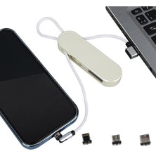 Zenviaa PM-25905 Beyaz 3in1 (Type C- Lightning-Micro Usb) Manyetik Uç Taşınabilir Şarj Kablosu Z