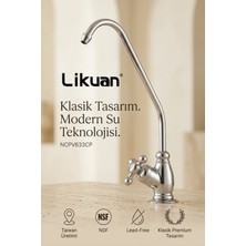 Likuan NCPV633CP Krom Su Arıtma Musluğu Klasik Çapraz Kollu Gooseneck Pirinç Arıtma Bataryası