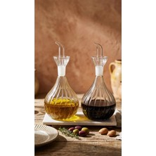Lumindra 2 Adet 900 ml Borosilikat Tombul Çizgili Cam Yağdanlık ve Mermer Stantlı – Yağlık Sirkelik Seti