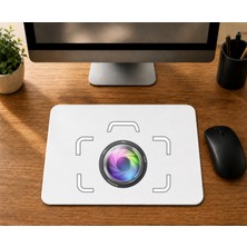 Mor Mürekkep Fotoğraf Makine Çerçeveli - Baskılı Mouse Pad
