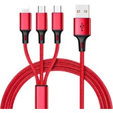 Zenviaa PM-26336 3 In 1 Kırmızı 1.2 Metre Şarj Kablosu ZENVIAA365423