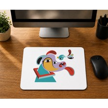 Mor Mürekkep Köpek ve Kuş Tasarım - Baskılı Mouse Pad