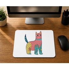 Mor Mürekkep Sarı Pembe Kedi - Baskılı Mouse Pad