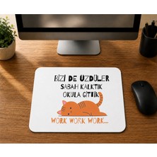 Mor Mürekkep Bizi De Üzdüler Turuncu Kedi - Baskılı Mouse Pad