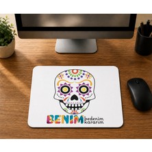 Mor Mürekkep Renkli Kurukafa Tasarım - Baskılı Mouse Pad