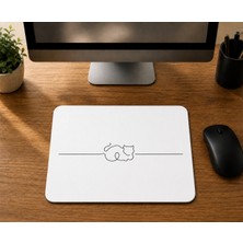 Mor Mürekkep Çizgi Kedi Tasarım - Baskılı Mouse Pad