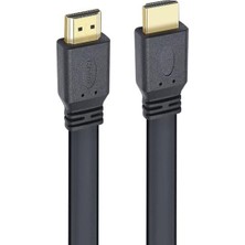 Sepetopia HK-25508 Düz Siyah 1.5 Metre Flat Yassı Gold Uçlu 19 Pin HDMI Kablo