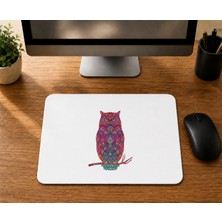 Mor Mürekkep Renkli Baykuş Tasarım - Baskılı Mouse Pad